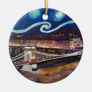 Sternenklare Nacht in Budapest Ungarn mit dem Keramikornament