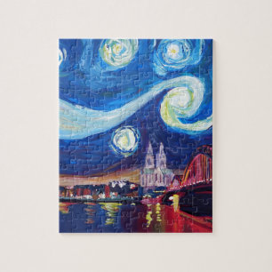 Sternenklare Nacht in Köln Deutschland Puzzle