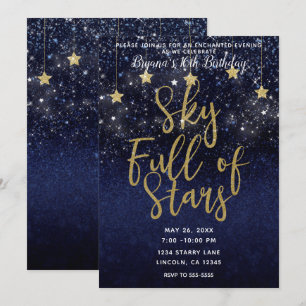Sternenklare Nacht mit gold-blauer Party unter ste Einladung