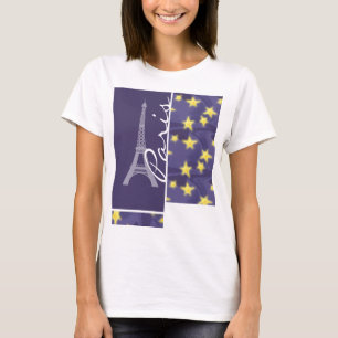 Sternenklare Nacht Paris; Eiffelturm T-Shirt