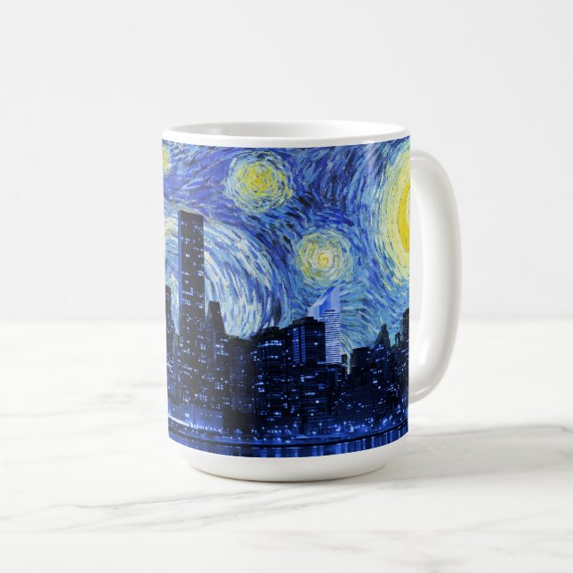 Sternenklare Nacht über New York City Tasse (VorderseiteRechts)