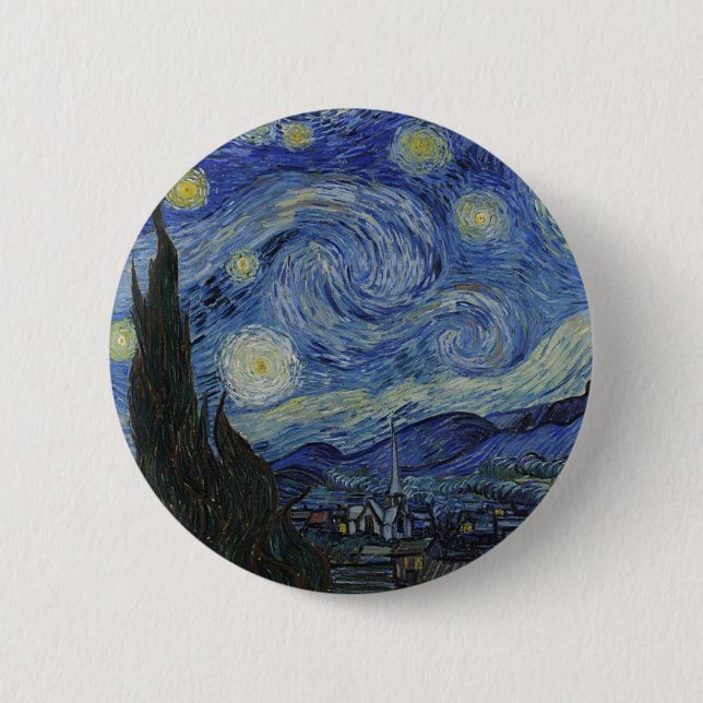 Sternenklare Nacht Van Gogh Button (Vorderseite)