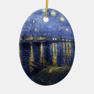 Sternenklare Nacht Van Gogh über der Rhône Keramik Ornament