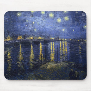 Sternenklare Nacht Van Gogh über der Rhône Mousepad