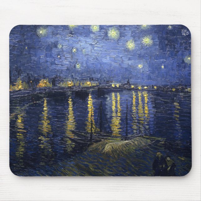 Sternenklare Nacht Van Gogh über der Rhône Mousepad (Vorne)