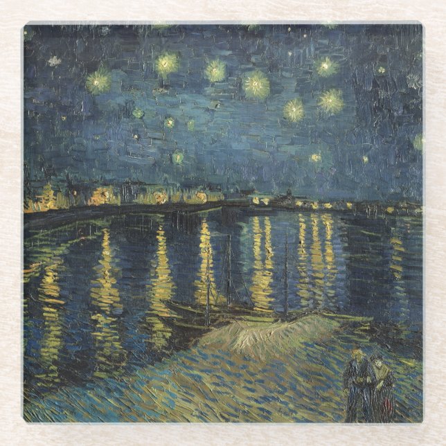 Sternenklare Nacht Vincent van Goghs | über der Glasuntersetzer (Vorderseite)