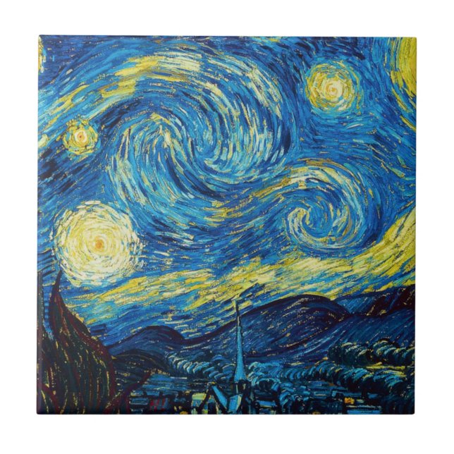 Sternenklare Nachtfliese Van Gogh Fliese (Vorderseite)