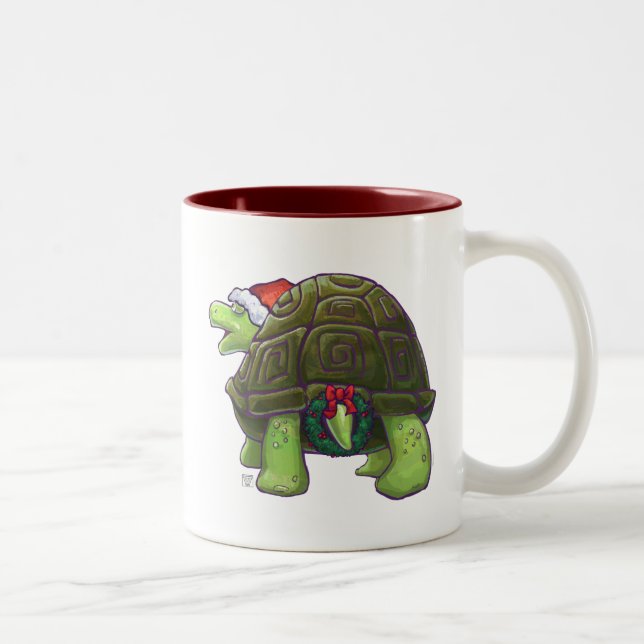 Sternenklare Nachtschildkröten-Weihnachten Zweifarbige Tasse (Rechts)