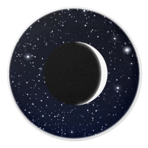 Sternenklarer Himmel und Halbmond-Mond, tiefes Keramikknauf