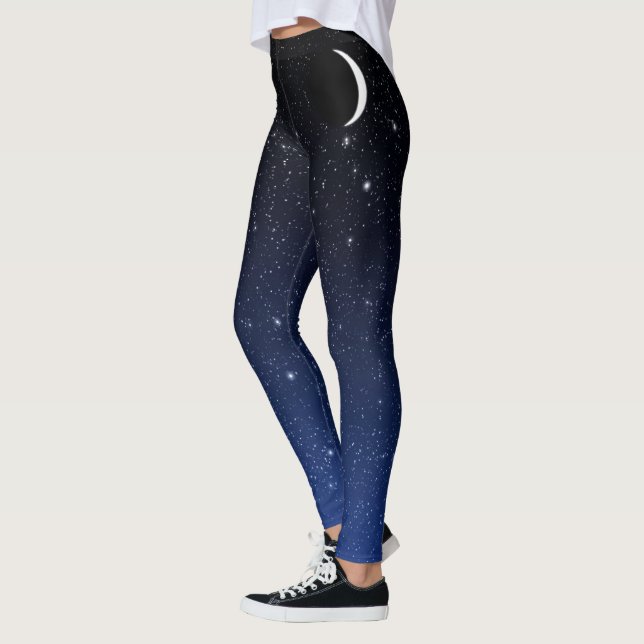 Sternenklarer Himmel und Halbmond-Mond, tiefes Leggings (Links)