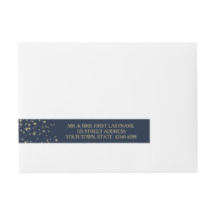 Sternenklares Himmels-Marine-Blau und Gold Rundum-Adressaufkleber