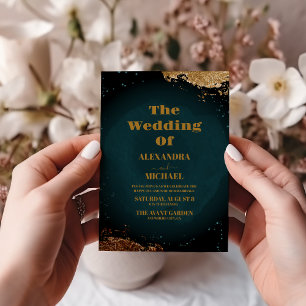 Sternenklares Weltraum-Galaxie-Hochzeit in Teal Einladung