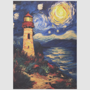 Sternenklippen-Leuchtturm-Malerei Decoupage Seidenpapier