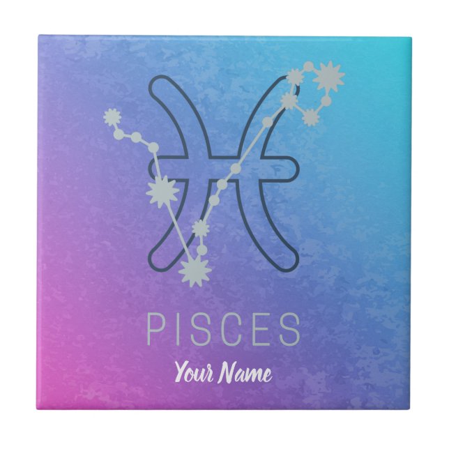 Sternenkonstellation Pisces Zodiac Sign Horoskop Fliese (Vorderseite)