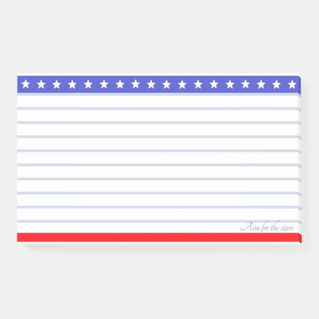Sternenkopf auf blau, rot und weiß gestreift post-it klebezettel (Vorderseite)