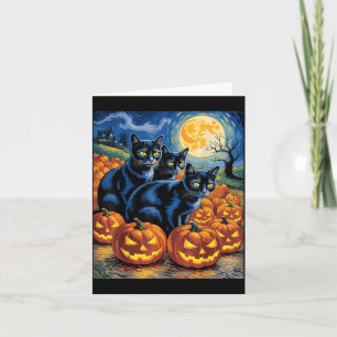 Sternenkunst Stil Schwarze Katzen Halloween Kürbis Karte