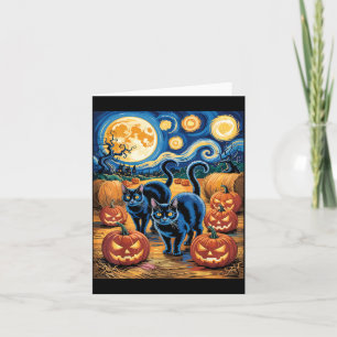 Sternenkunst Stil Schwarze Katzen Halloween Kürbis Karte