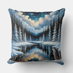 Sternenlandschaft im Winter mit schneebedeckten Bä Kissen