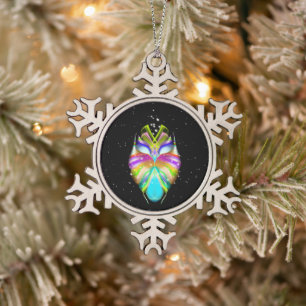 Sternenlicht-Orakel-Eule Schneeflocken Zinn-Ornament