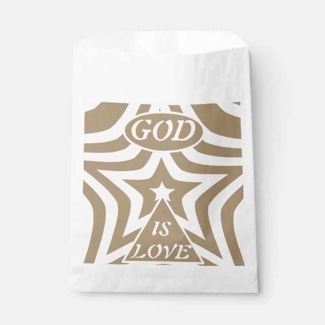 Sternenlicht Taupe "Gott ist Liebe"- Minimalistisc Geschenktütchen (Vorderseite)