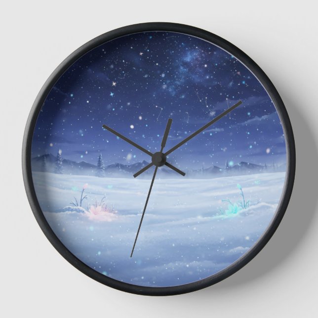 Sternenloser Winterfeld-Wanduhr Uhr (Vorderseite)