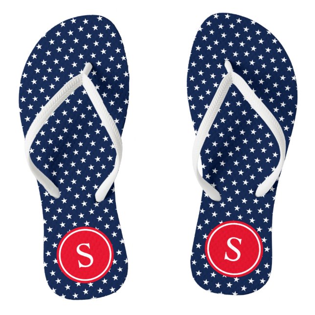 Sternenmonogramm in Navy & Red Flip Flops (Fußbett)
