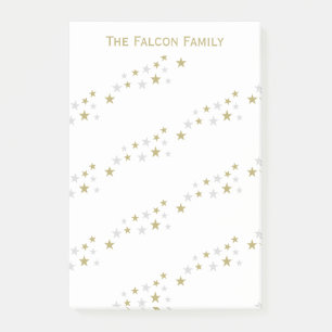 Sternenmuster mit Silber und Gold und individuelle Post-it Klebezettel