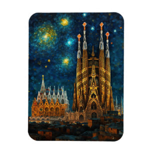 Sternennacht auf Katalanisch   Gaudí trifft Van Go Magnet