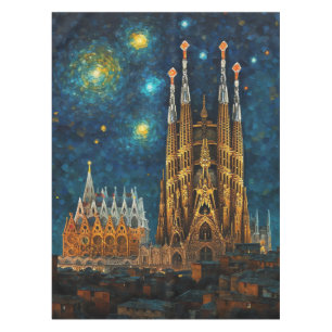 Sternennacht auf Katalanisch   Gaudí trifft Van Go Tischdecke