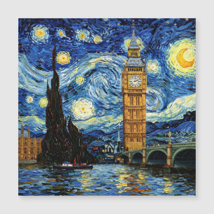 Sternennacht Big Ben London England Magnetkarte