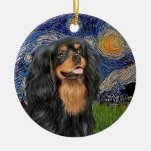 Sternennacht - Cavalier (schwarz / braun) Keramikornament
