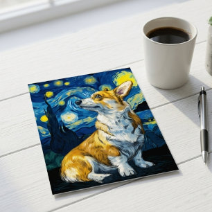Sternennacht Corgi Hund Impressionistische Kunst Postkarte