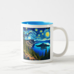 Sternennacht Crater Lake National Park Zweifarbige Tasse