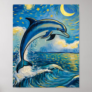 Sternennacht-Delfin-Poster Poster