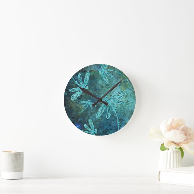 Sternennacht der Libelle Runde Wanduhr (Zuhause)