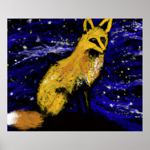 STERNENNACHT FUCHS I NEUGIERIGER BLICK POSTER