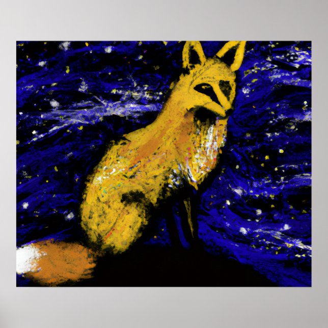 STERNENNACHT FUCHS I | NEUGIERIGER BLICK POSTER (Vorne)