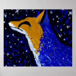 STERNENNACHT FUCHS II | MONDBESCHEINTE WACHE POSTER