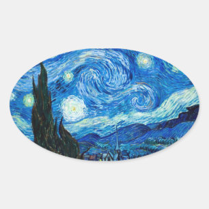 Sternennacht Gemälde von Maler Vincent Van Gogh Ovaler Aufkleber