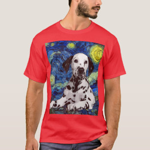 Sternennacht Gepunkteter Dalmatiner-Hund-Malerei H T-Shirt