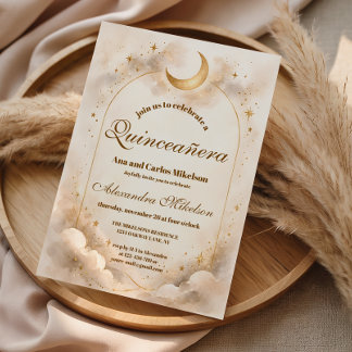 Sternennacht Gold Quinceañera Einladung