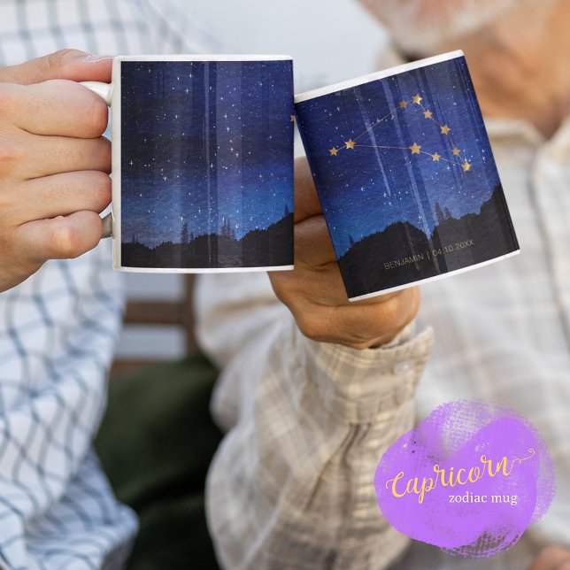 Sternennacht Gold Steinbock Sternbild Kaffeetasse (Von Creator hochgeladen)