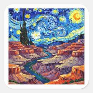 Sternennacht Grand Canyon Arizona Quadratischer Aufkleber