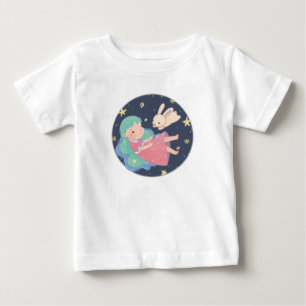 Sternennacht-Häschen- und Mädchen-Illustration Baby T-shirt