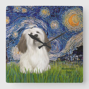 Sternennacht - Havanese (#1) Quadratische Wanduhr