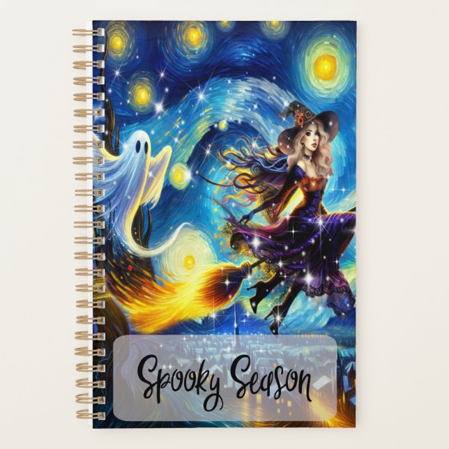 Sternennacht Hexen Halloween-Design Planer (Vorderseite)