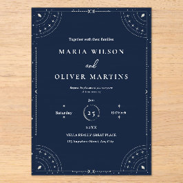 Sternennacht Himmelhochzeit Navy Blau Elegant Acryleinladungen