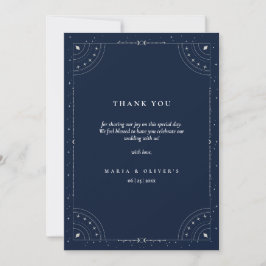 Sternennacht Himmelhochzeit Navy Blau Elegant Dankeskarte