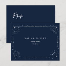 Sternennacht Himmelhochzeit Navy Blau Elegant RSVP Karte