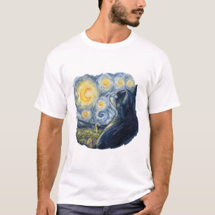 Sternennacht-Katz-Kunst im stilvollen Van-Gogh-Sti T-Shirt